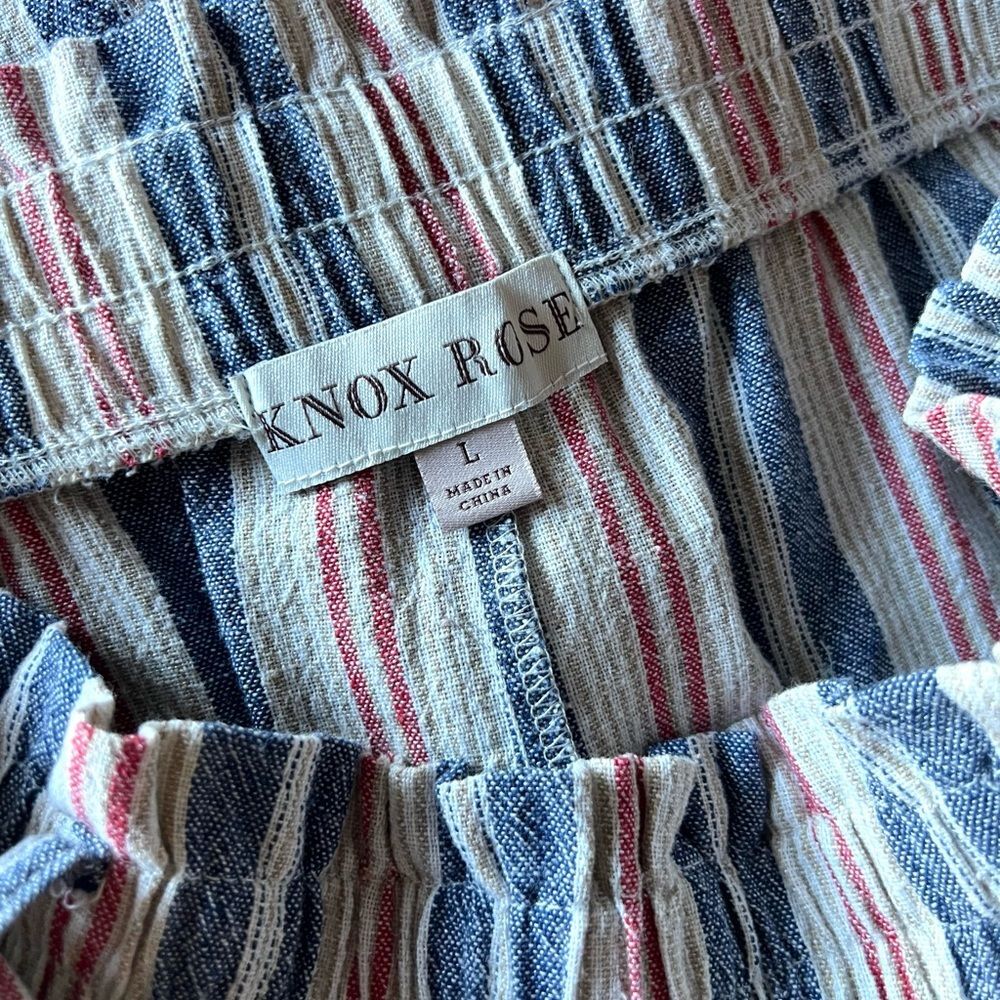Knox Rose Multicolor Striped Linen Cotton Blend Wide Leg Pants - Picture 9 of 12